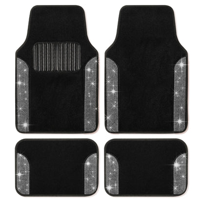 Carbella 4-Piece Diamond Bling Vorderbodenmatten und Hinterbodenmatten - weiß