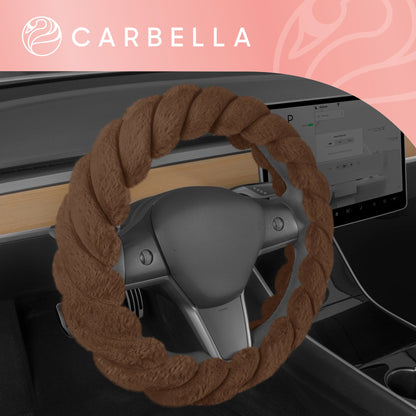 Carbella Twisted Plüsch Pelz Lenkrad Abdeckung (Fits 14.5' - 15.5')