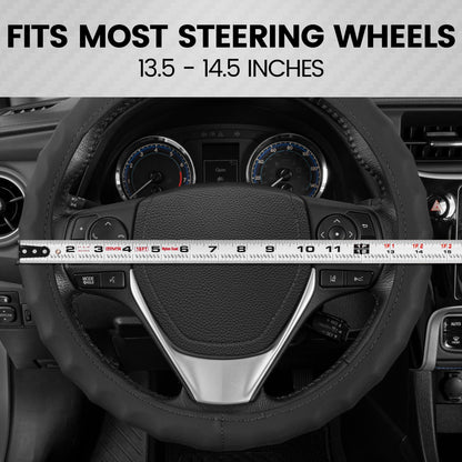 MotorTrend Ergonomic Original Leather Steering Wheel Cover S (Fits 13.5' - 14.5')