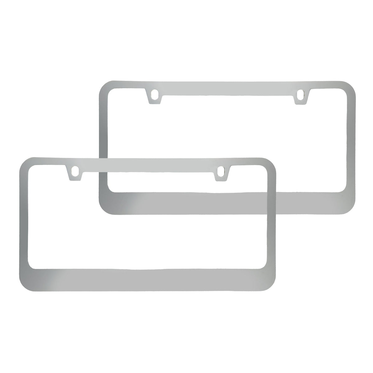 Rostbeständiges verchromtes Die-Cast-Edelmetall-Lizenzplattenrahmen / -halter Universalgröße - Blank Metal Design (Paket von 2)