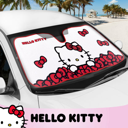 Carbella Offizielle Hallo Kitty Front Windschutzscheibe Sonnenschirm Red Bow Dreams (58 'x 27')