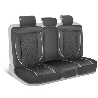MotorBox 7-teilige Prestige Edition Premium Faux Leather Diamond Stitched Cushion Rücksitzbezüge