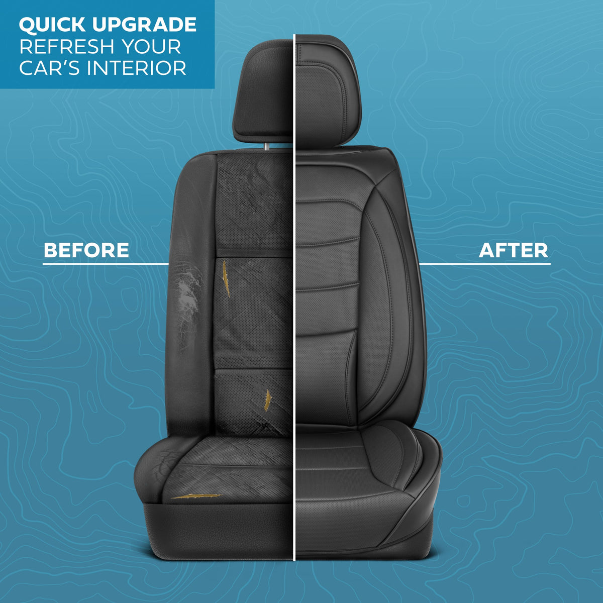 MotorBox Elite Edition Faux Ledersitz Abdeckungen für Autos, LKW und SUV - 2 schwarze Autositz Abdeckungen für Vordersitze - Universal Fit Car Zubehör Automotive Interior Cover Protector für die meisten Fahrzeuge