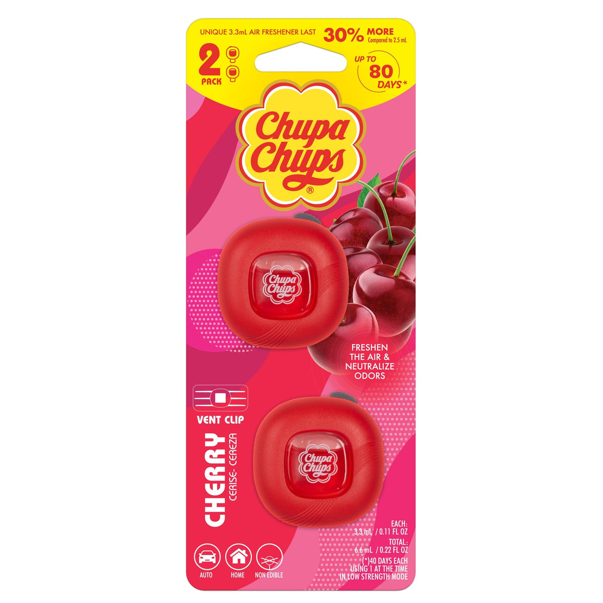 Chupa Chups Auto Lufterfrischer, Vanille Creme - Langlebige Autoerfrischer mit lustigen Düften, bunte und lebendige Lufterfrischer für Auto, einzigartige Autoerfrischer Parfüm Deodorizer Refresher Fragrance