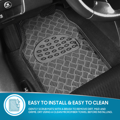 BDK 4-Piece Translucent Centered Cushioned Grip Pad Vorderbodenmatten und Hinterbodenmatten - Heavy Duty, All Weather
