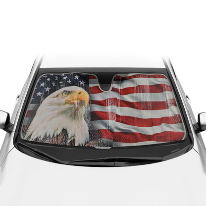 BDK USA Eagle American Flag Front Windschutzscheibe Sonnenschirm (58' x 28')