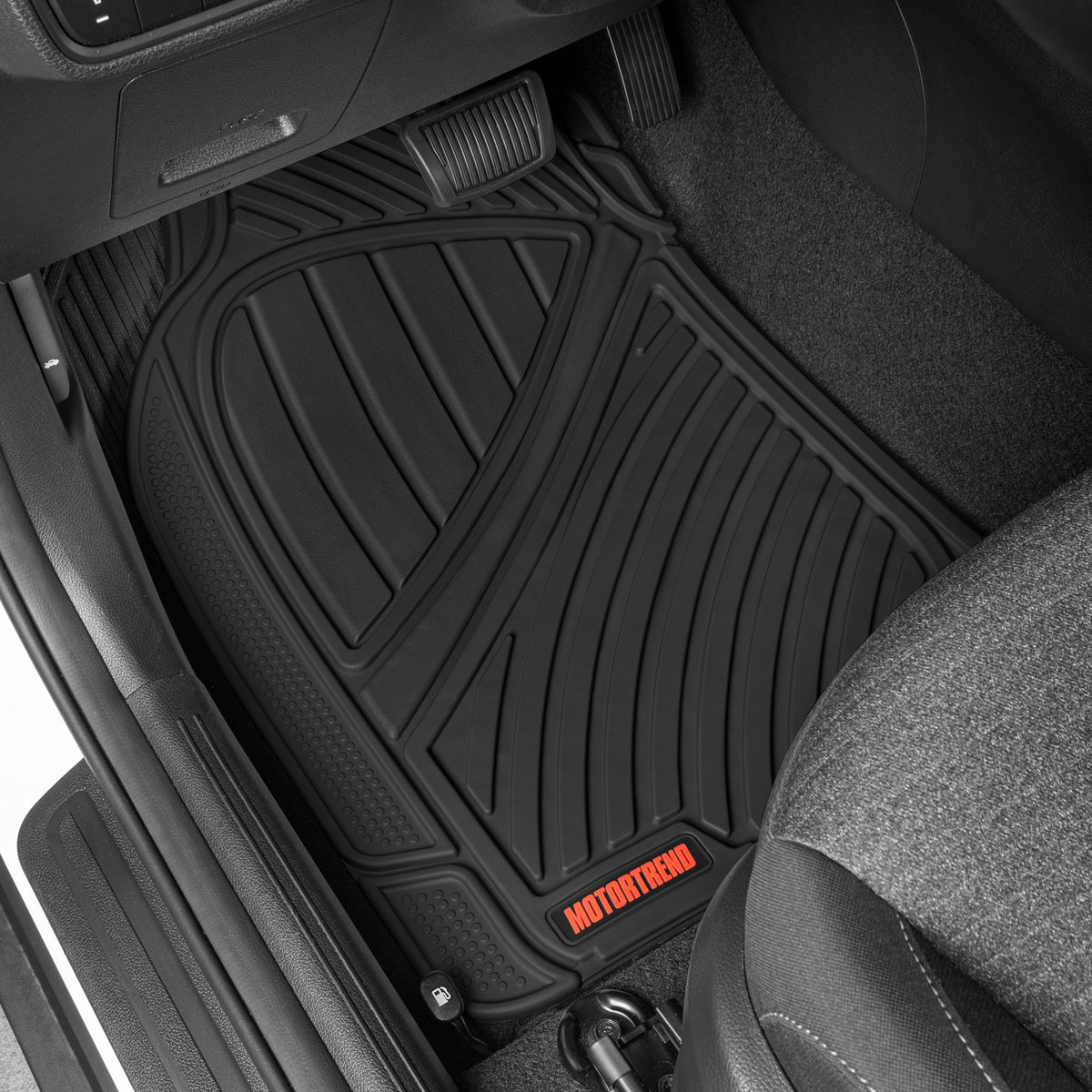 MotorTrend 3-Stück FlexTough Performance Deep Channel Front Floor Matts und Rear Floor Mat - Heavy Duty, All Weather, Trimm to Fit