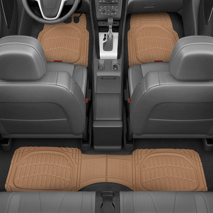 MotorTrend 4-Stück FlexTough Deep Dish Vorderbodenmatten, Hinterbodenmatte und Trunk / Cargo Mat - Heavy Duty, All Weather, Trim to Fit