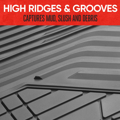 MotorTrend 3-Piece Raised Ridge Multi-Channel Front Floor Matts und Rear Floor Mat - Heavy Duty, All Weather, Trim to Fit