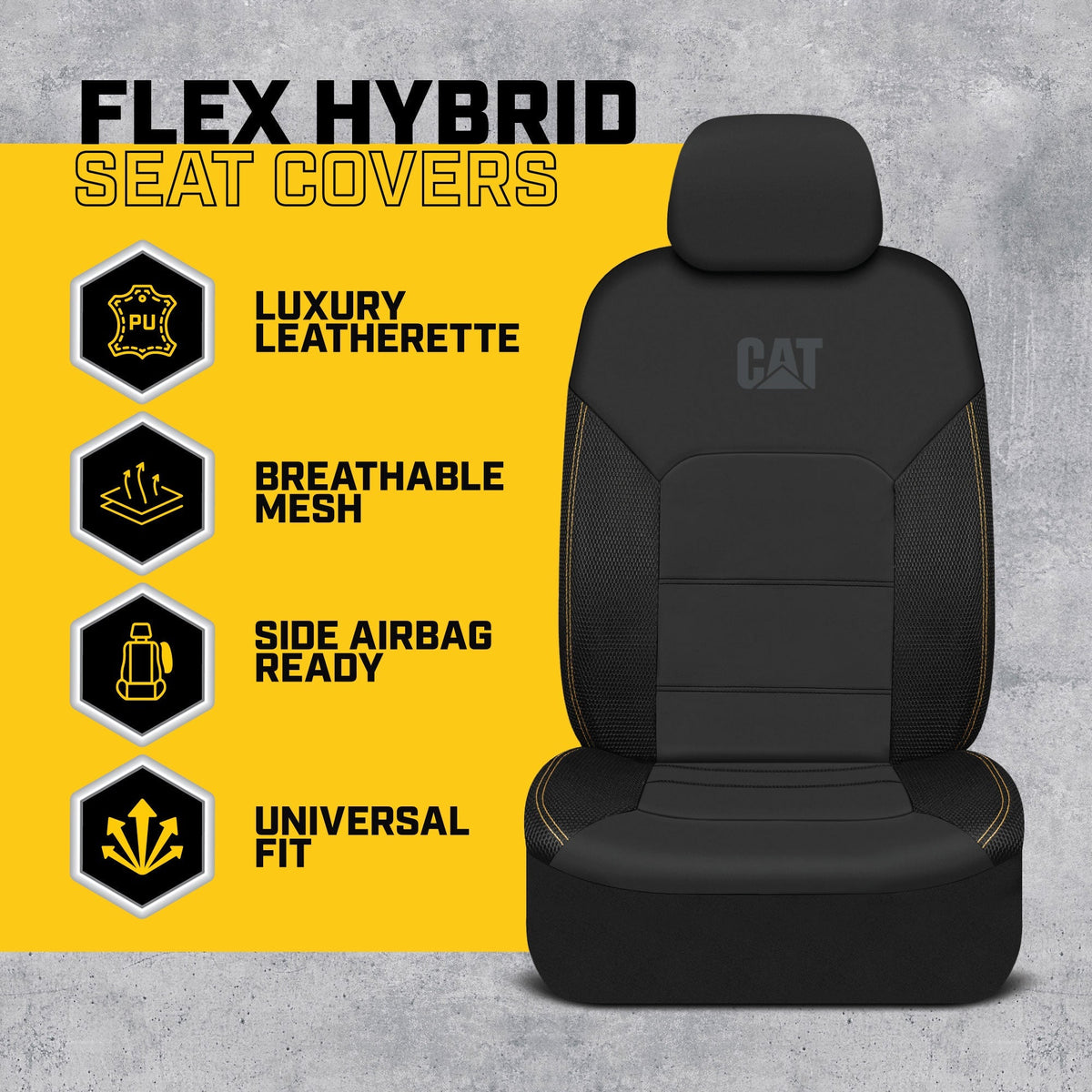 CAT 2-Pack FlexHybrid PU Ledermasche Atemaktive Vordersitzbezüge