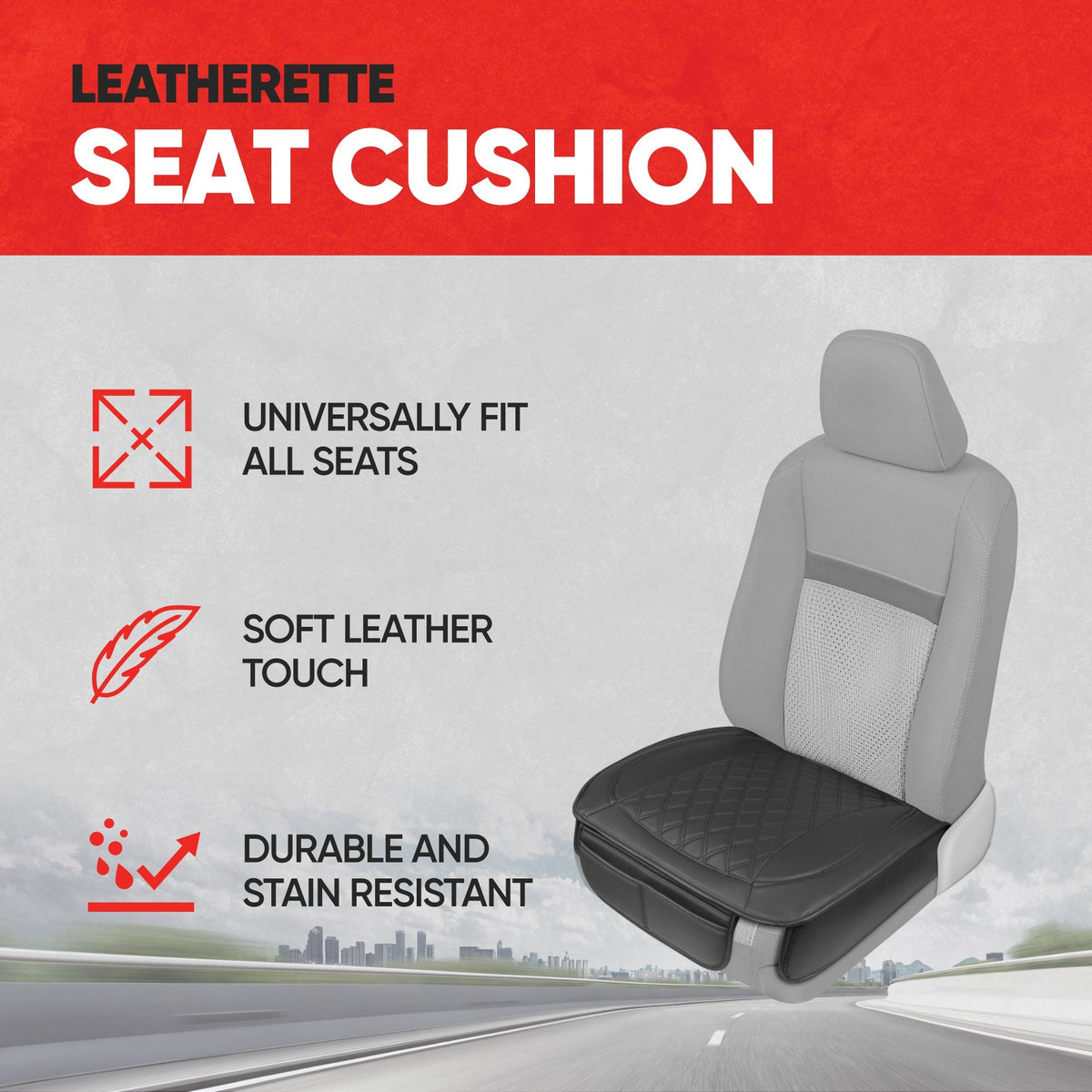 MotorTrend 2-Pack gepolsterte Faux Leather Diamond Nähte Sitzbezüge mit Front Storage Taschen