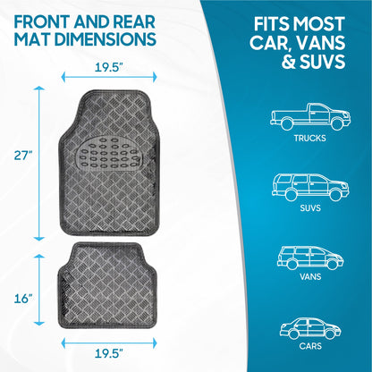 BDK 4-Piece Translucent Centered Cushioned Grip Pad Vorderbodenmatten und Hinterbodenmatten - Heavy Duty, All Weather