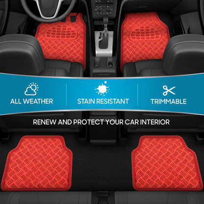BDK 4-Piece Translucent Centered Cushioned Grip Pad Vorderbodenmatten und Hinterbodenmatten - Heavy Duty, All Weather