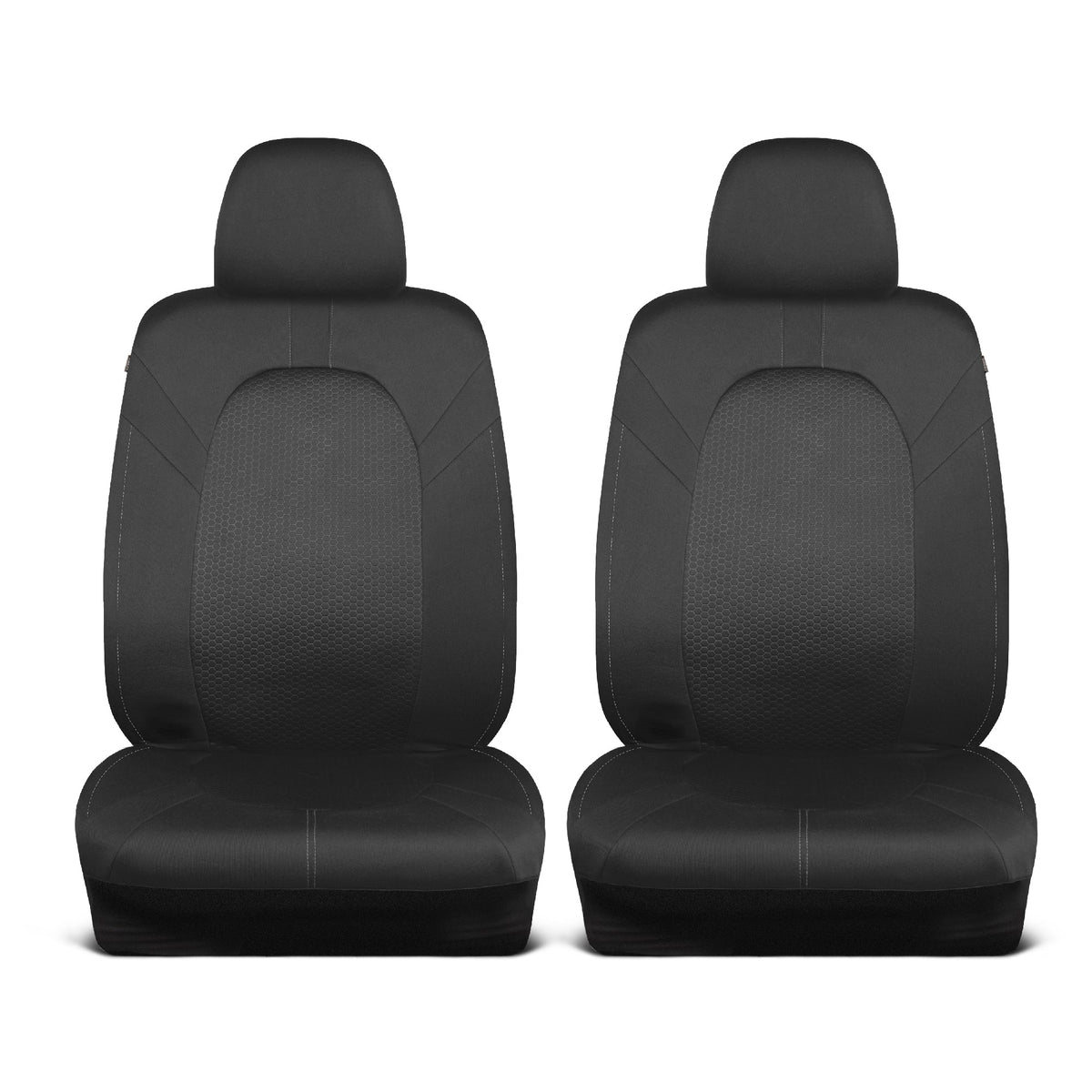 Motor Trend Honeycomb Polyester-Sitzbezüge - Semi Universal Fit Front Seat Protector für die meisten Autos, LKWs, SUVs - Atemberaubendes Hex-Design, einfach zu installieren, Schwarz & Grau Autositzbezug