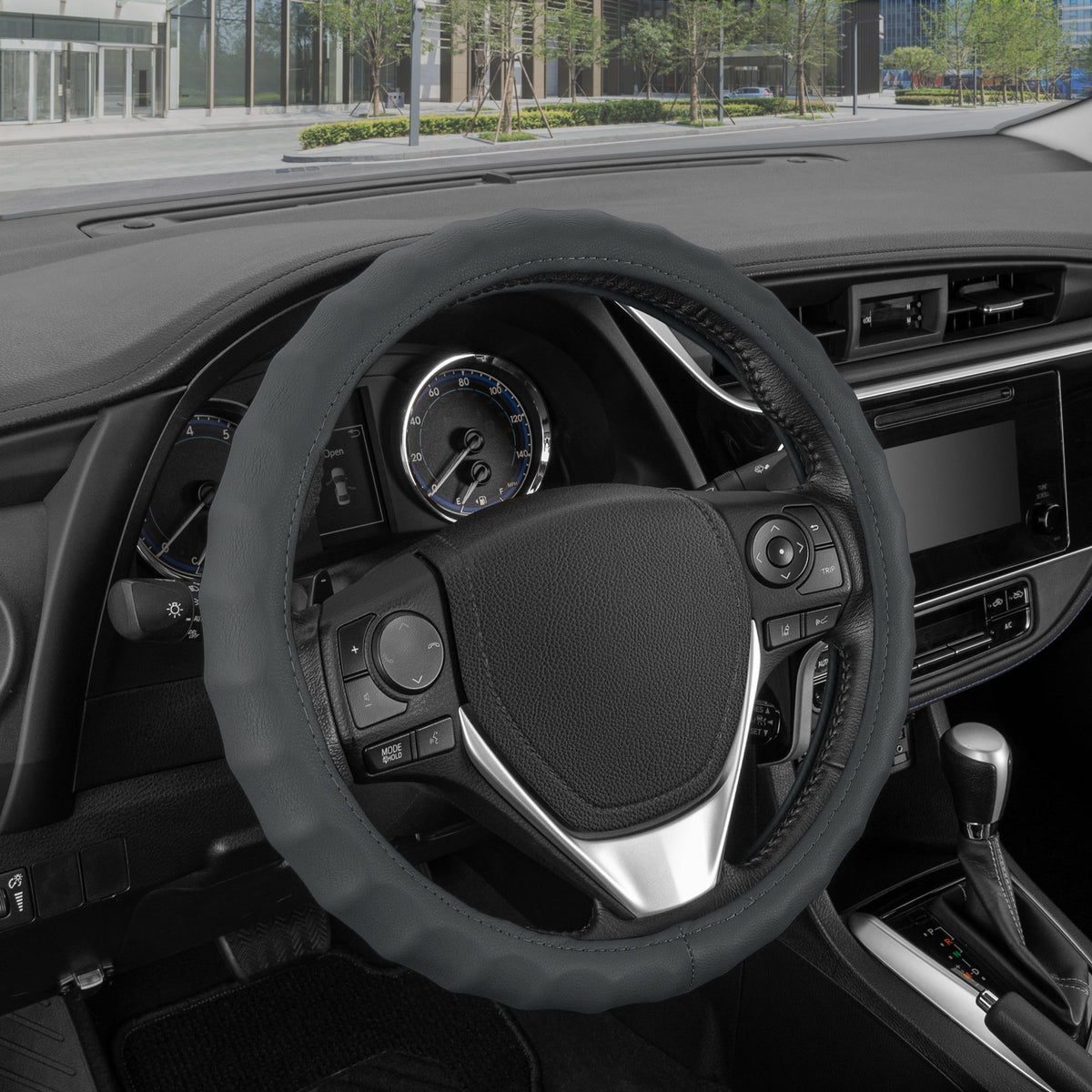 MotorTrend Ergonomic Original Leather Steering Wheel Cover S (Fits 13.5' - 14.5')