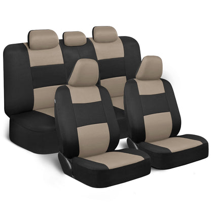 BDK 9-Piece PolyPro Vordersitz- und Rücksitzabdeckungen - Light Beige