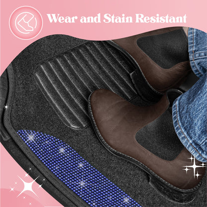 Carbella 4-Piece Diamond Bling Vorderbodenmatten und Hinterbodenmatten - Blau