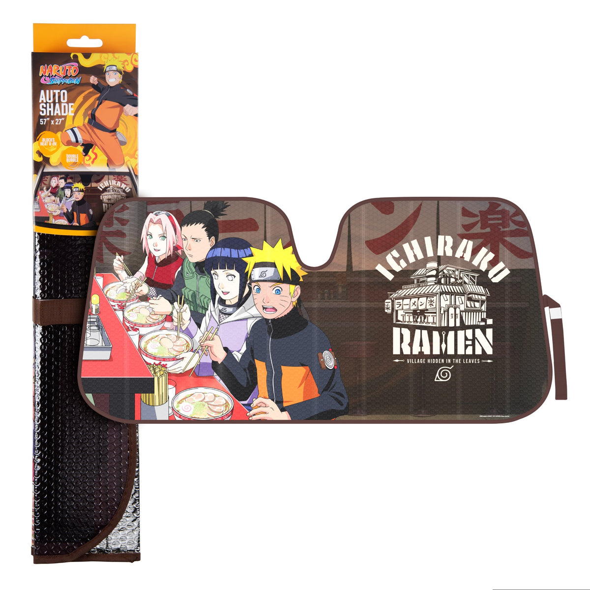 Naruto Shippuden Offiziell lizenzierte Windschutzscheibe Sonnenschutz - Car Sun Shade passt die meisten Autos, LKWs, SUV, & Van - Akatsuki Naruto Merch & Anime Zubehör für Autos - Sunshade Auto Windschutzscheibe - 57 'x 27'