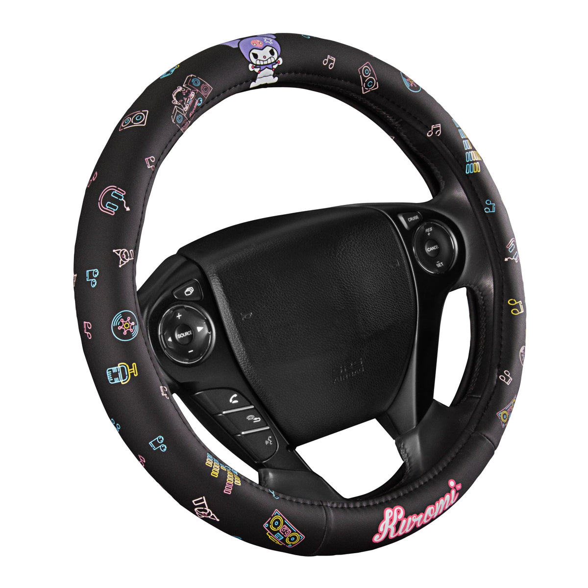 Carbella Sanrio Kuromi Neon Party Lenkrad Abdeckung (Fits 14.5' - 15.5')