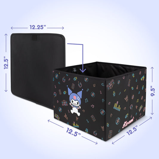 Sanrio Kuromi Car Trunk Organizer und Lagerbehälter - Zusammenklappbare einfache Kompartiment bequeme schwere Aufgabe, Fold Up für einfache Aufbewahrungsbox, Autositz Ladung für Lebensmittel Werkzeuge - 12,5L x 12,5W x 9H