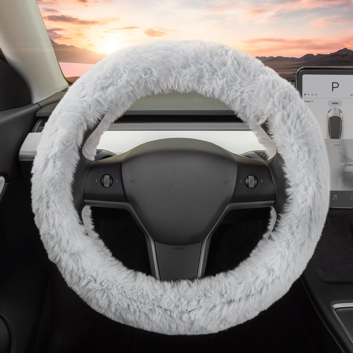 Carbella Soft Pink Fuzzy Lenkrad Abdeckung, Standard 15 Zoll Größe passt die meisten Fahrzeuge, niedliche Faux Pelz Auto Lenkung Abdeckung mit Soft Fluffy Furry Touch, Auto Zubehör für Frauen