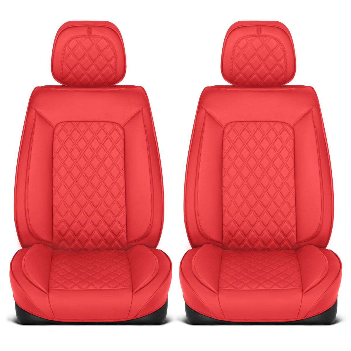 MotorBox Elite Edition Faux Ledersitz Abdeckungen für Autos, LKW und SUV - 2 Red Car Sitz Abdeckungen für Vordersitze - Universal Fit Car Zubehör Automotive Interior Cover Protector für die meisten Fahrzeuge