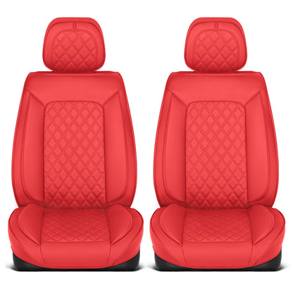 MotorBox Elite Edition Faux Ledersitz Abdeckungen für Autos, LKW und SUV - 2 Red Car Sitz Abdeckungen für Vordersitze - Universal Fit Car Zubehör Automotive Interior Cover Protector für die meisten Fahrzeuge