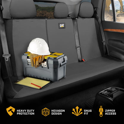 CAT PU Lederrücksitzbezug - Grau, 60/40 Split Fit für Autos, LKWs, SUVs - wasserdicht, kratzfest, semi-universal Fit Rücksitzschutz für die meisten Auto-Innenraum - Einfach zu installieren