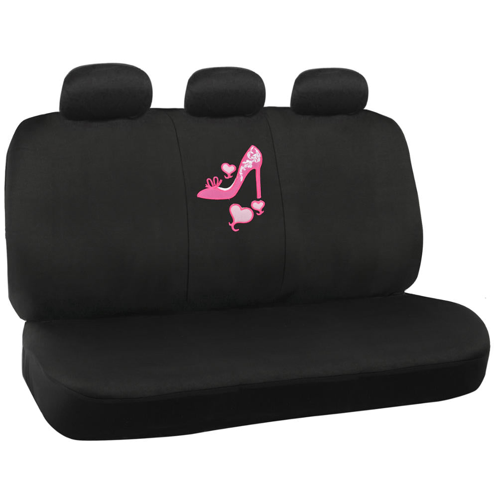 BDK 12-Piece Hot Pink Heels Vordersitzbezüge, Rücksitzbezüge, Sitzgurtpads und Lenkradbezüge (Fits 14.5' - 15.5')