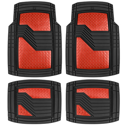 CAT 4-Stück Zwei-Tone Metallic-Look Front Floor Matts und Hintere Bodenmatten - Heavy Duty, All Weather, Trimm to Fit