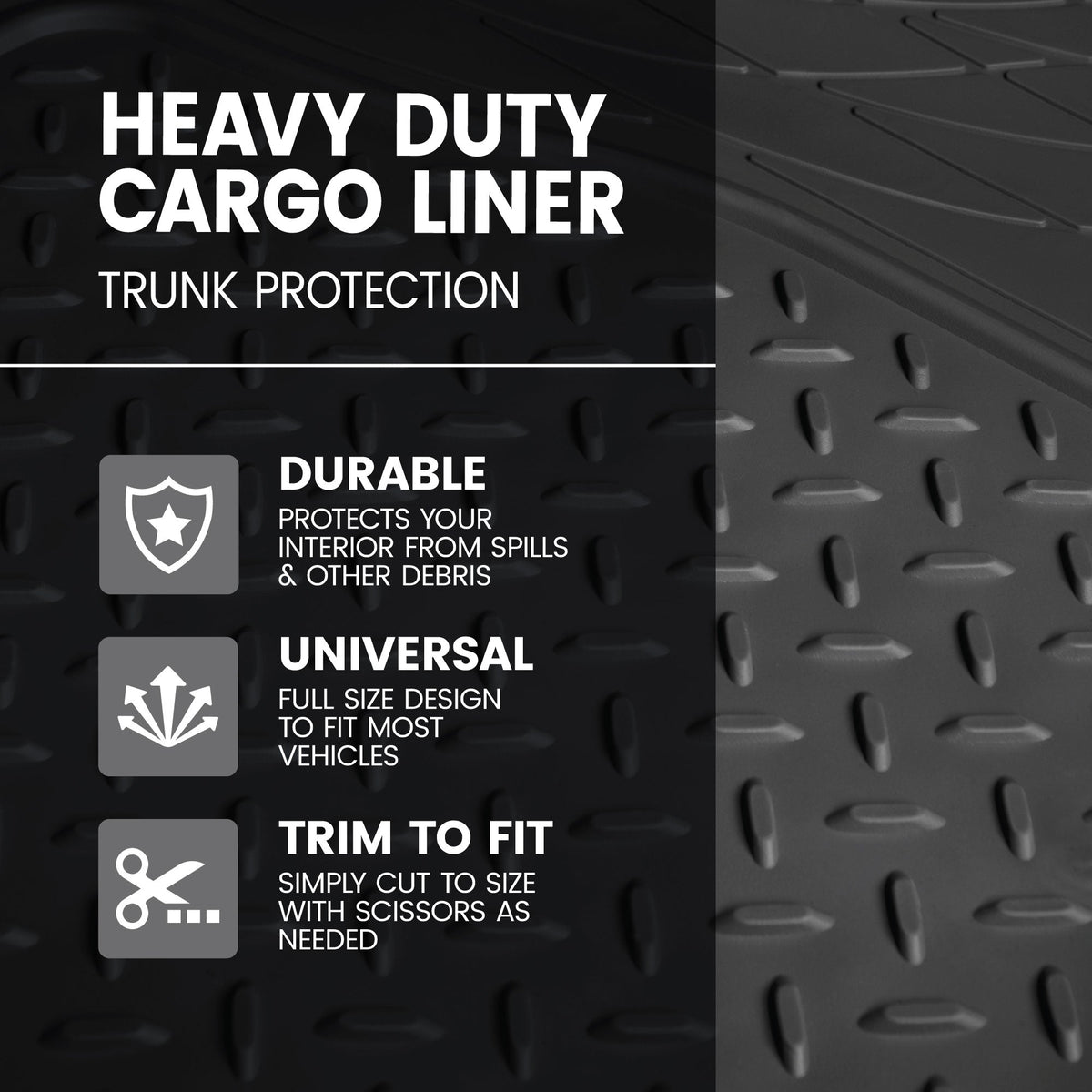 BDK Trunk / Cargo Rubber Liner - Heavy Duty, All Weather, Trim to Fit (53.8 'x 43.2')