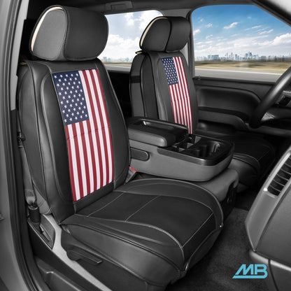 MotorBox American Flag Seat Abdeckungen für LKW, Autos und SUV - Napa Leder US Car Seat Abdeckungen American Flag Truck Zubehör - Car Seat Abdeckung Patriotic American Flag Car Zubehör Autositz Protektor