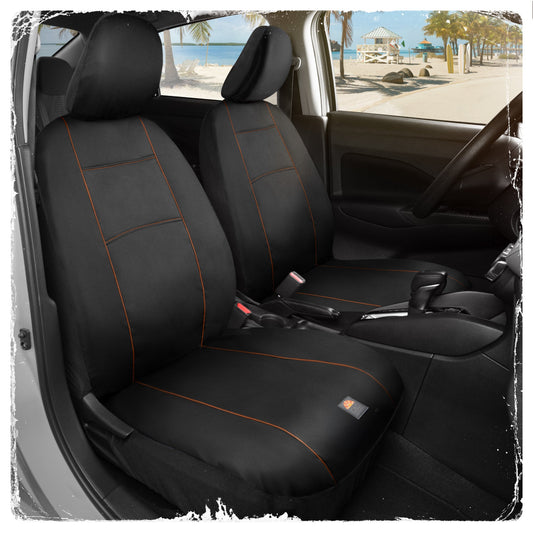 C&C Napa Ledertasche 2 Vordersitze - Faux Leder Auto Sitzprotektoren für Autos & LKW - UV-resistent, leicht zu reinigen, universelle Passform - Stilvolles Küstendesign für Sommer Auto Interior Upgrade