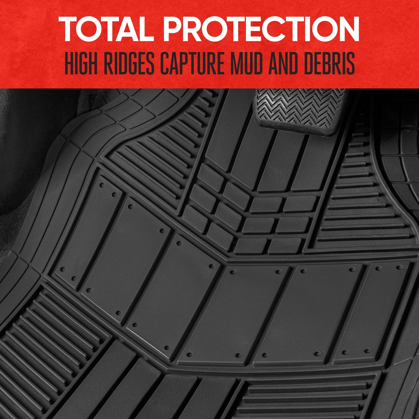MotorTrend 4-Piece DualFlex Deep Drainage Kanäle Vorderbodenmatten und Hinterbodenmatten - Heavy Duty, All Weather, Trimmen Sie, um zu passen