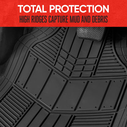 MotorTrend 4-Piece DualFlex Deep Drainage Kanäle Vorderbodenmatten und Hinterbodenmatten - Heavy Duty, All Weather, Trimmen Sie, um zu passen