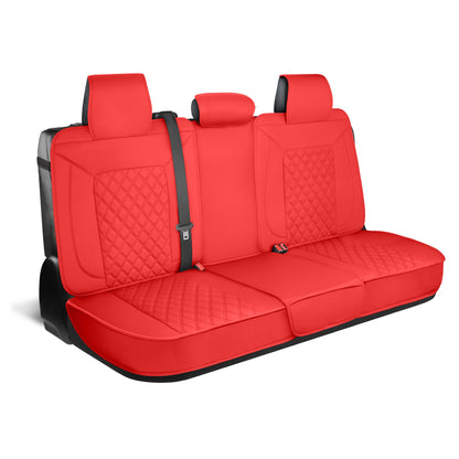 MotorBox Premium Napa Lederrücksitz Abdeckung - Semi Universal Fit für die meisten Autos, LKW & SUV - Red Back Seat Protector - Anti-Rutsch, langlebige Bench Abdeckung - Einfache Installation, Luxus-Auto-Innenausstattung