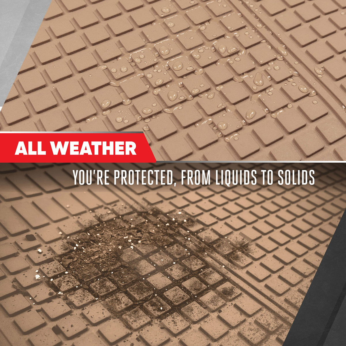 MotorTrend FlexTough Square Groove Trunk / Cargo Liner Mat - Heavy Duty, All Weather, Trim to Fit (54' x 37')