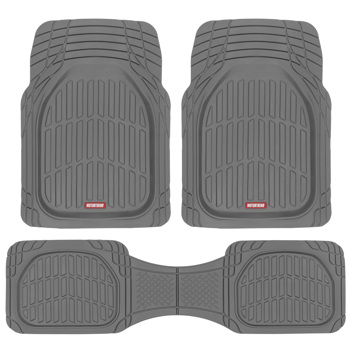 MotorTrend 3-Piece FlexTough Deep Dish Vorderbodenmatten und Hinterbodenmatte - Heavy Duty, All Weather, Trimmen Sie, um zu passen
