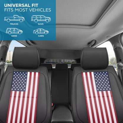 MotorBox American Flag Seat Abdeckungen für LKW, Autos und SUV - Napa Leder US Car Seat Abdeckungen American Flag Truck Zubehör - Car Seat Abdeckung Patriotic American Flag Car Zubehör Autositz Protektor