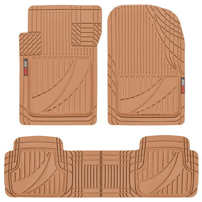 MotorTrend 3-Stück FlexTough Advanced Gummi Mehrkanal-Frontbodenmatten und hintere Bodenmatte