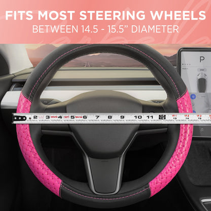 Carbella Pink Pailletten mit Kristallen Lenkrad Abdeckung (Fits 14.5' - 15.5')