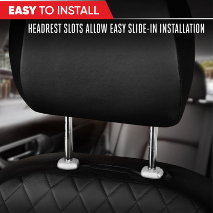 Motor Trend Faux Ledersitzbezüge für LKW, Autos und SUV - Front Black Car Seat Cover Set - Universal Fit für die meisten Automobile - Forros Para Asientos De Carro - CarSeat Cover Zubehör