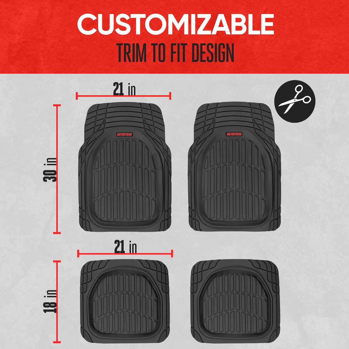 MotorTrend 4-Piece FlexTough Schildkröten Vorderbodenmatten und Hinterbodenmatten