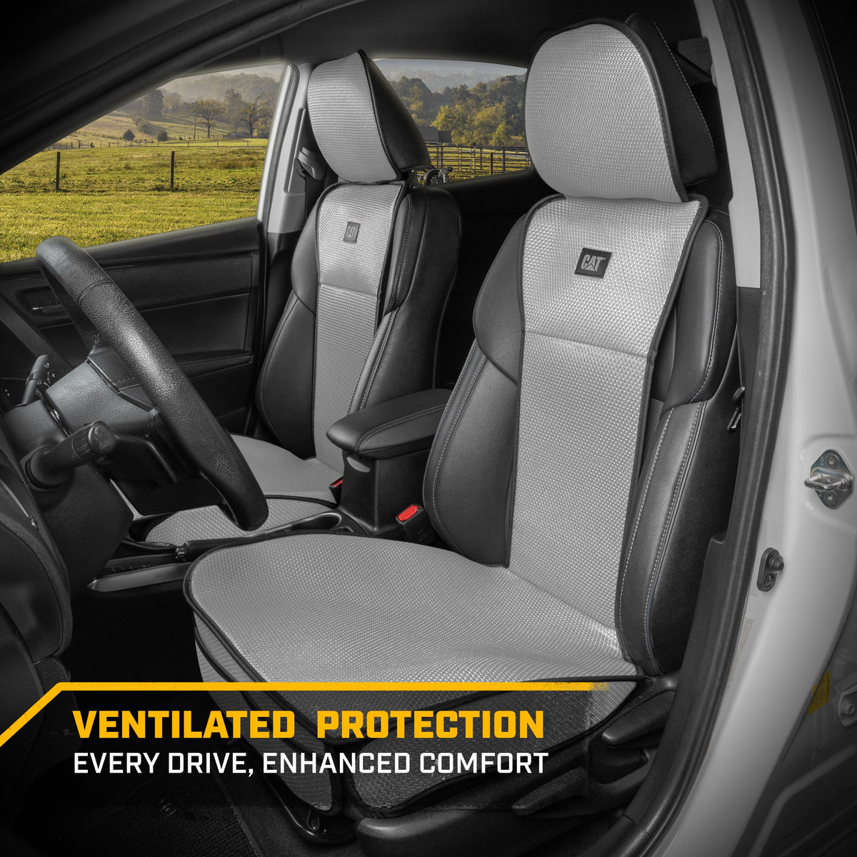 Raupe AeroMesh Graue Sitzbezüge für LKW, Auto & SUV - (2) Front Truck Seat Cover Protector - Breathable Mesh Universal Fit Car Seat Covers - Automotive Seat Covers Top of Seat Protection