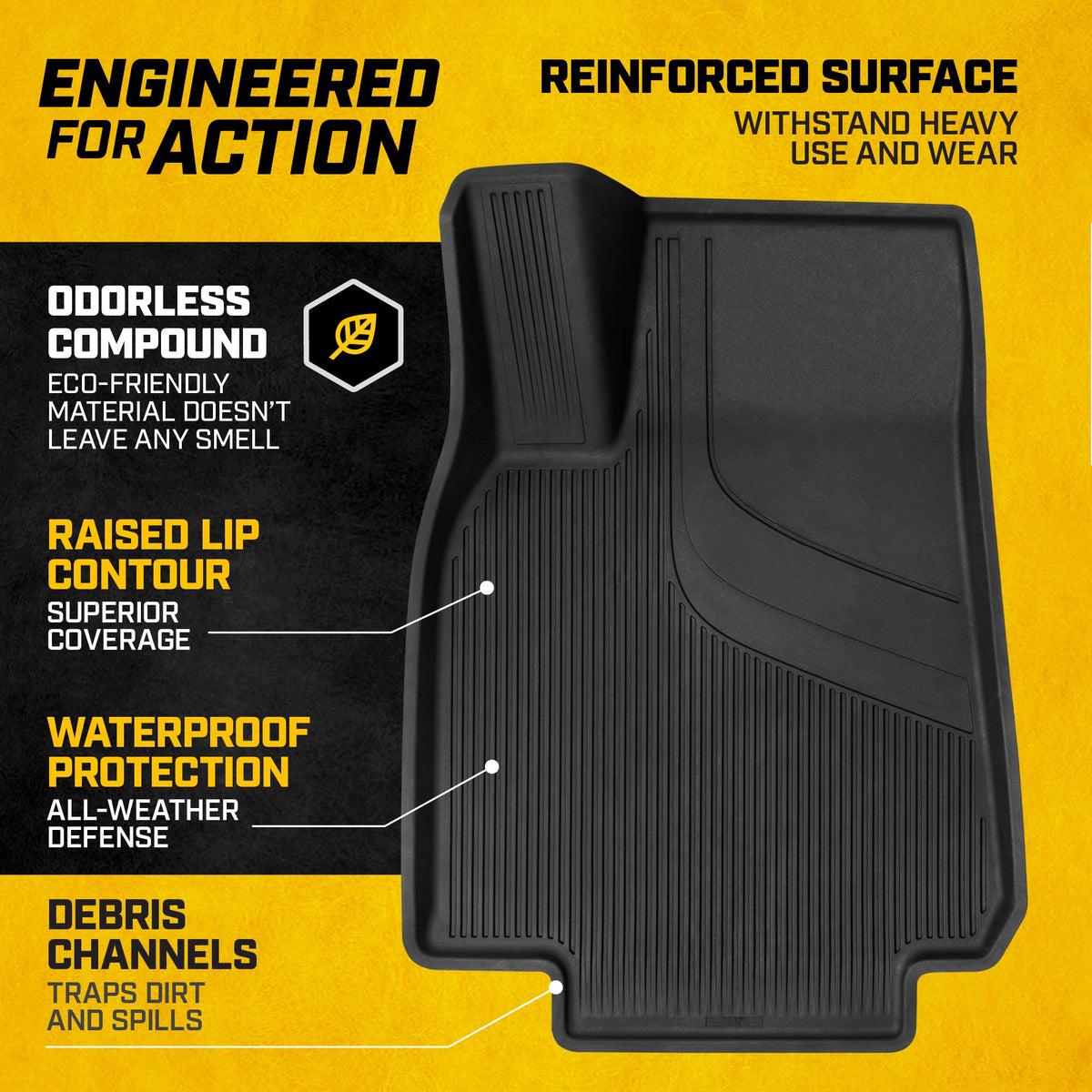 Cat® JustFitTM 3D-Bodenmatten für Tesla Model Y 2024 2023 2022 2021 2020 - Custom Fit Tesla Model Y Bodenmatten mit erweitertem Abdeckungsdesign, Premium Floor Liner Tesla Model Y Zubehör