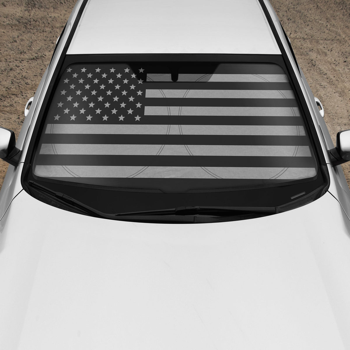 BDK USA Black American Flag Front Windschutzscheibe Sunshade XXL (64' x 32')