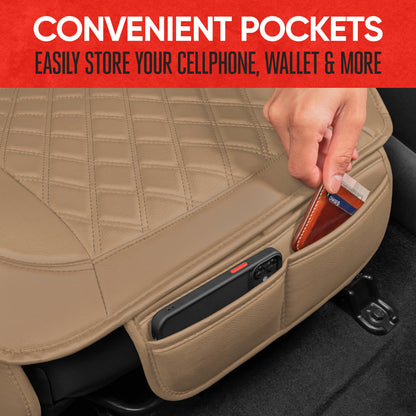 MotorTrend 2-Pack gepolsterte Faux Leather Diamond Nähte Sitzbezüge mit Front Storage Taschen