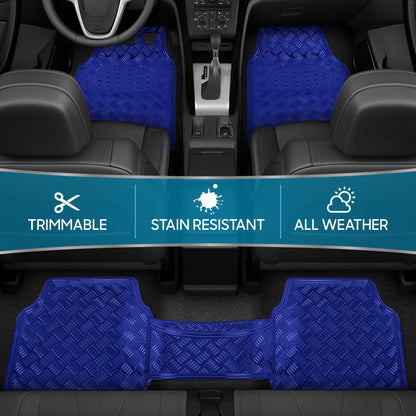 BDK 3-Stück Transluzente Metallic-Look Front Floor Mat und Hinterboden Mat - Heavy Duty, All Weather