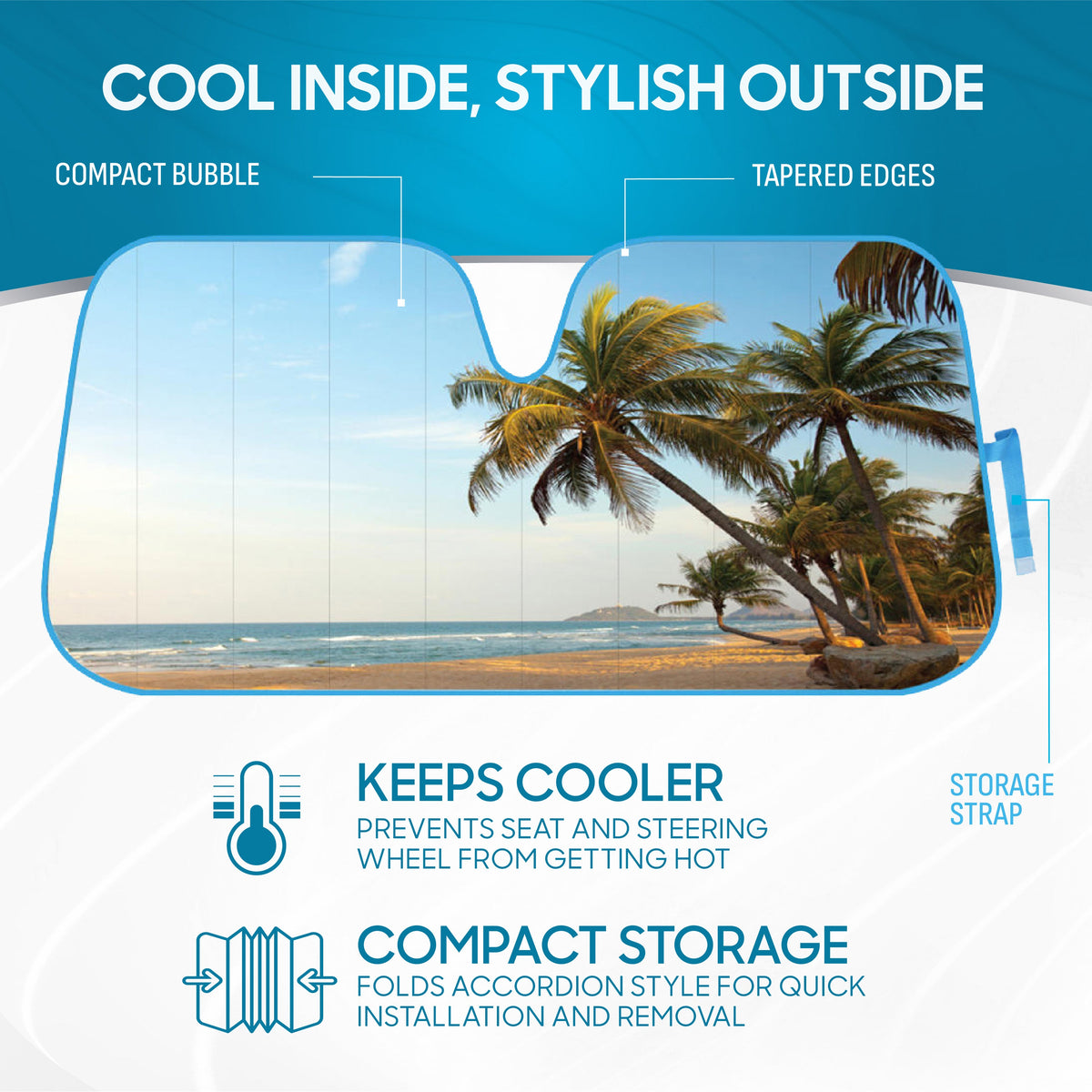 BDK Palm Tree Tropical Island Sunset Front Windschutzscheibe Sonnenschirm (58' x 27')