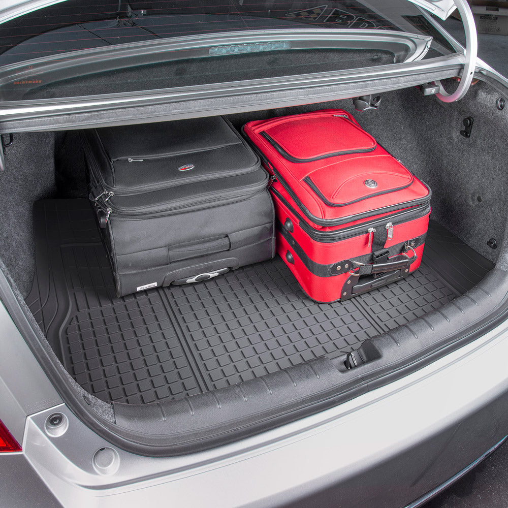 MotorTrend FlexTough Square Groove Trunk / Cargo Liner Mat - Heavy Duty, All Weather, Trim to Fit (54' x 37')
